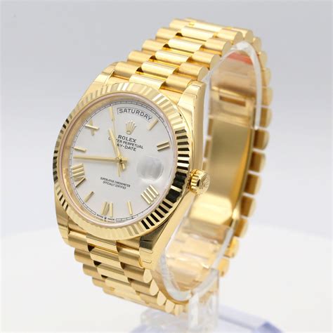 rolex daydate yellow gold white dial|blue diamond rolex.